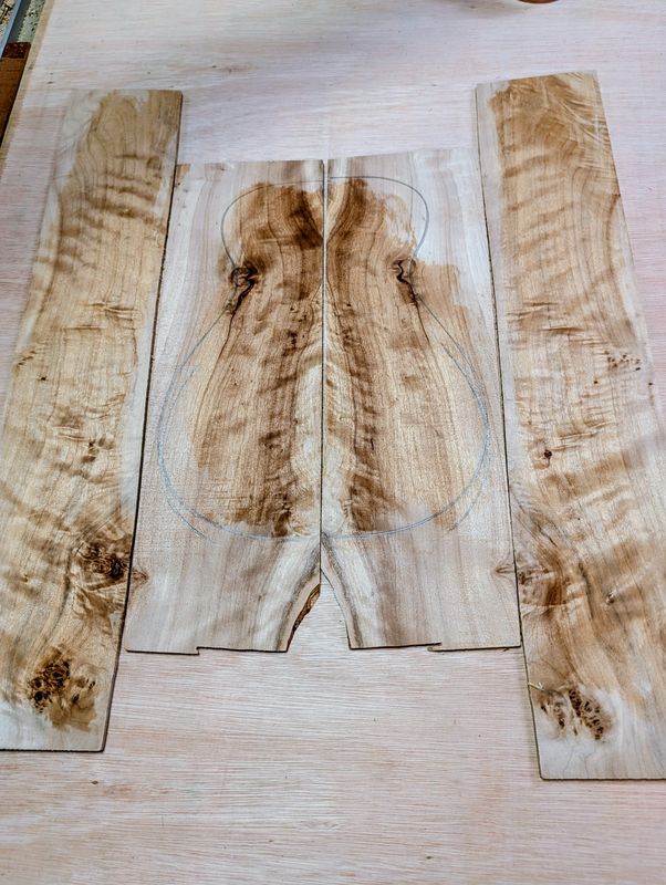 British Mappa Burl Ukulele Back and Sides Set 12561