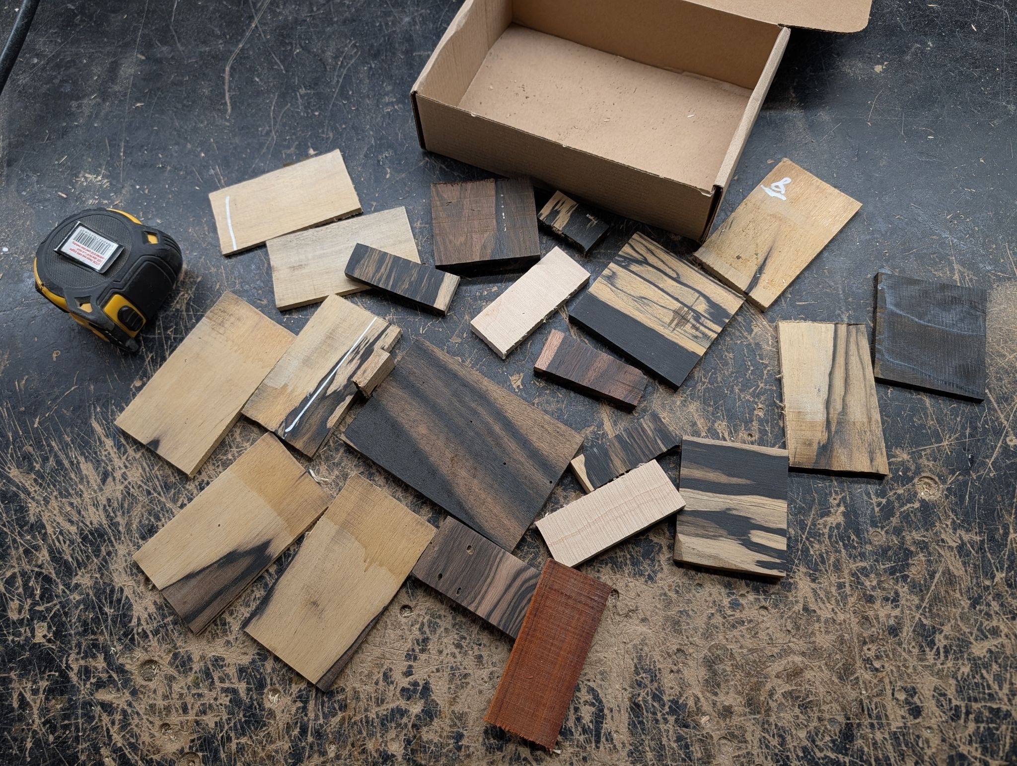 Small Box of Exotic Timber Offcuts 12645