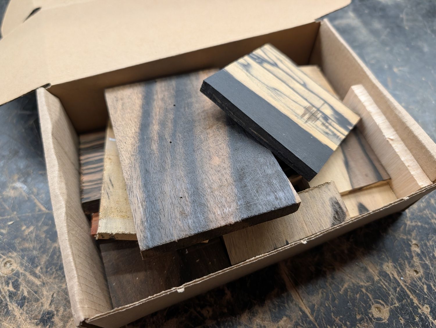 Small Box of Exotic Timber Offcuts 12645