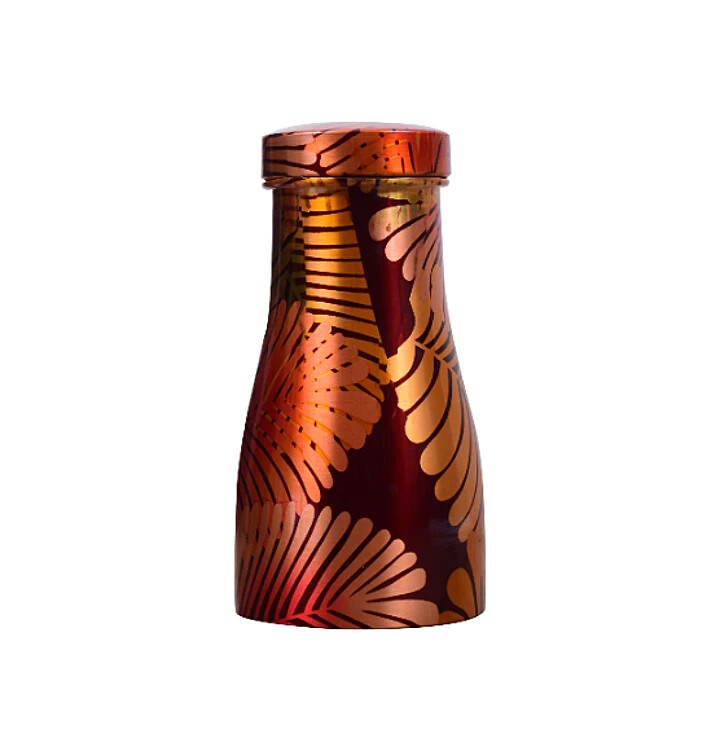 1000ml Copper Bed Pot Bottle -Design Red Feather