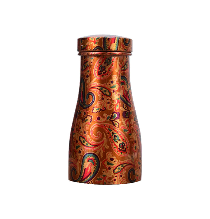 1000ml Copper Bed Pot Bottle -Design Yellow Floral
