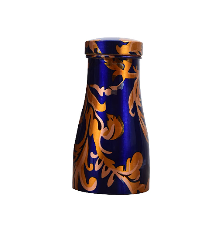 1000ml Copper Bed Pot Bottle -Design Blue Floral