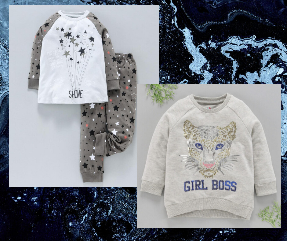 SHINE STAR GREY-Girl Sleepwear AND Girl Boss White SW - COMBO 3