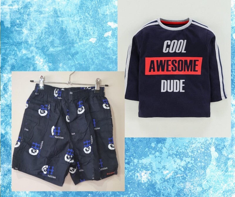 Cool Awesome T-shirt AND KID&#39;s Shorts Black VB - COMBO 12