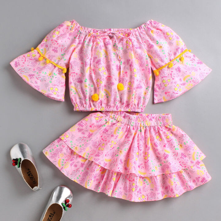 Girls Pink Top with Skirt