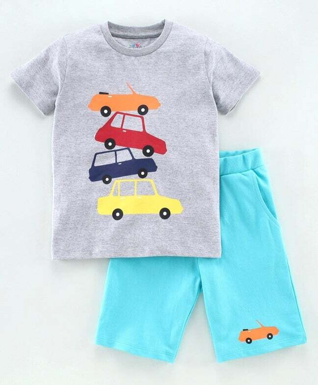 Car Grey Shorts Set