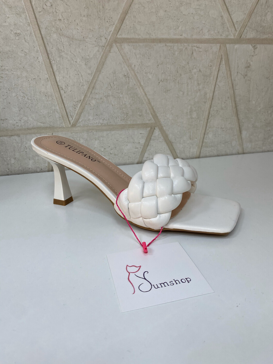 sandalia tacon fino blanca