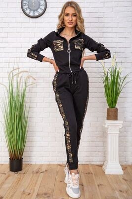Women's tracksuit with military print color Black Women's tracksuit with military print color Black
