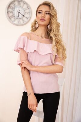 Blouse with ruffles on the shoulders color Powder Blouse with ruffles on the shoulders color Powder