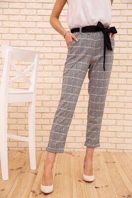 Women's cropped trousers in a check color Gray Women's cropped trousers in a check color Gray