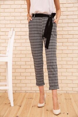 Women's cropped trousers in a check color Gray Women's cropped trousers in a check color Gray
