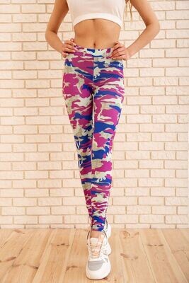 Women's leggings with military print color Lilac Women's leggings with military print color Lilac