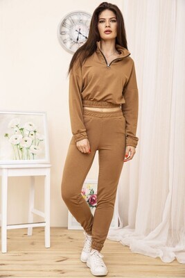 Tracksuit women's sweatshirt with a zipper and pants Khaki Tracksuit women's sweatshirt with a zipper and pants Khaki