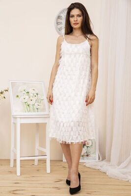 Women's midi dress with fringe color Powder Women's midi dress with fringe color Powder