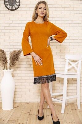 Women's midi dress with fringe color Green Women's midi dress with fringe color Green