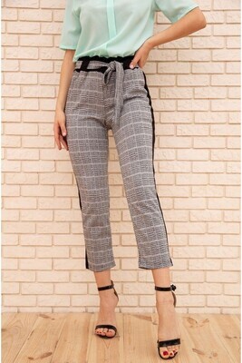 Women's cropped trousers in a cage with stripes color Gray Women's cropped trousers in a cage with stripes color Gray