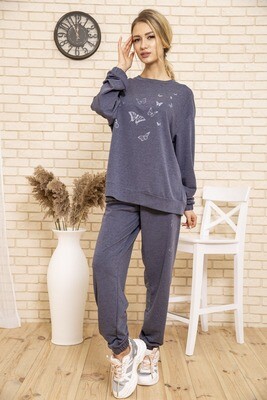 Monophonic tracksuit for women with butterflies color Dark gray Monophonic tracksuit for women with butterflies color Dark gray