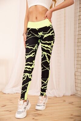 Tights for sports with neon inserts color Black Tights for sports with neon inserts color Black