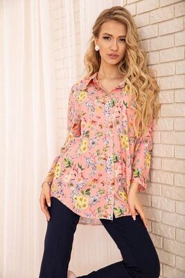Women's viscose shirt with floral print Peach Women's viscose shirt with floral print Peach