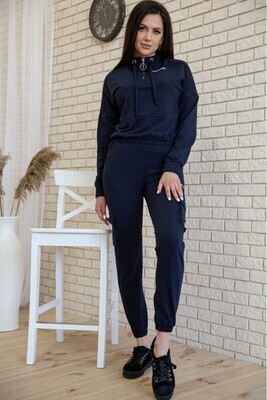Women's suit cropped hoodie and pants with pockets color Black Women's suit cropped hoodie and pants with pockets color Black
