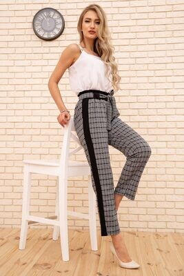 Women's cropped trousers in a cage with stripes color Gray Women's cropped trousers in a cage with stripes color Gray