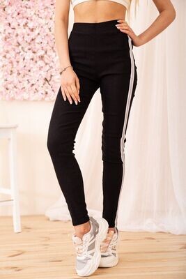 Women's leggings with silver stripes color Black Women's leggings with silver stripes color Black