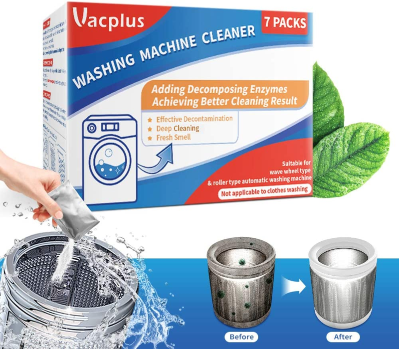 Washing Machine Cleaner Front Loader, 7 Count Box, Powdered Washer Machine Cleaner, Rescue Your Washing Machine, Prevent Stains, High-Efficiency Washing Machine Cleaner for Top Loader