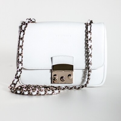 Coccinelle Margo Leather Chain Crossbody White Bag Coccinelle Margo Leather Chain Crossbody White Bag