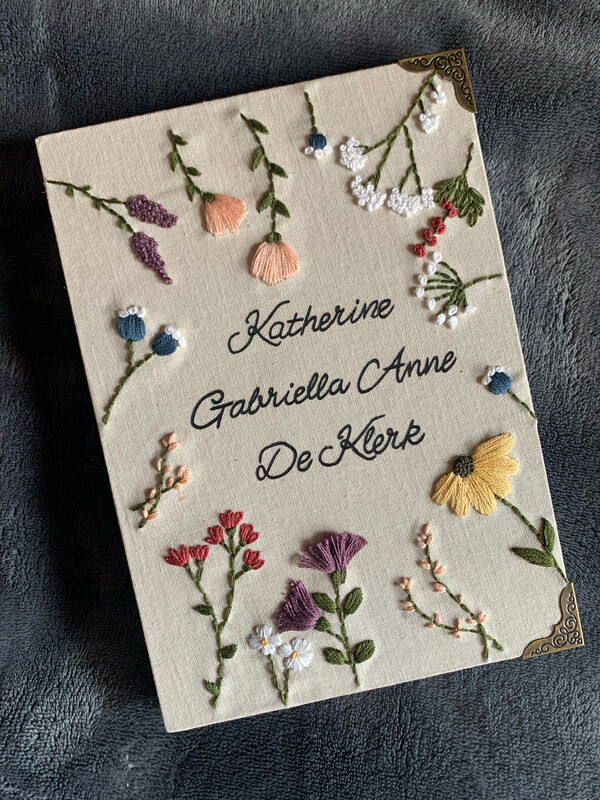 Hand Embroidered Flower Frame Journal