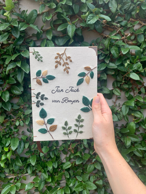 Hand Embroidered Leaf Frame Journal