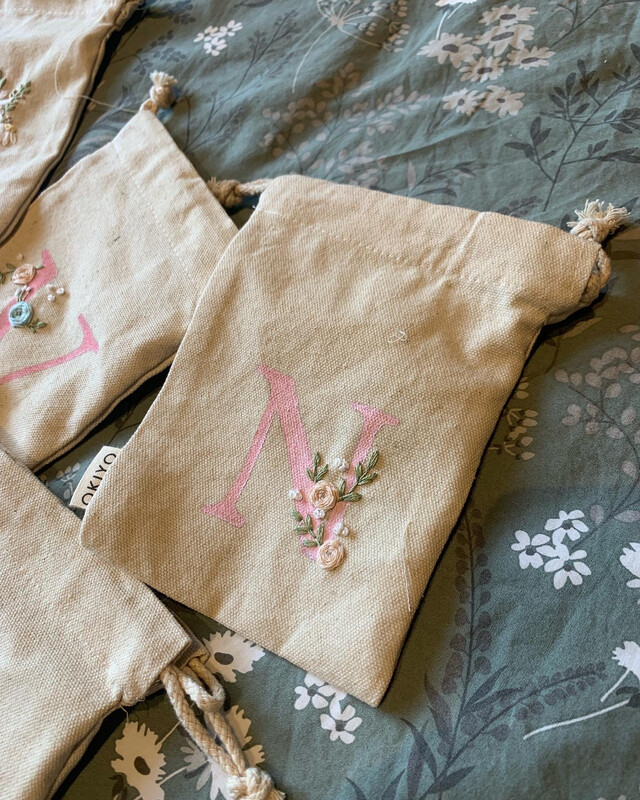 Hand Embroidered Drawstring Bags