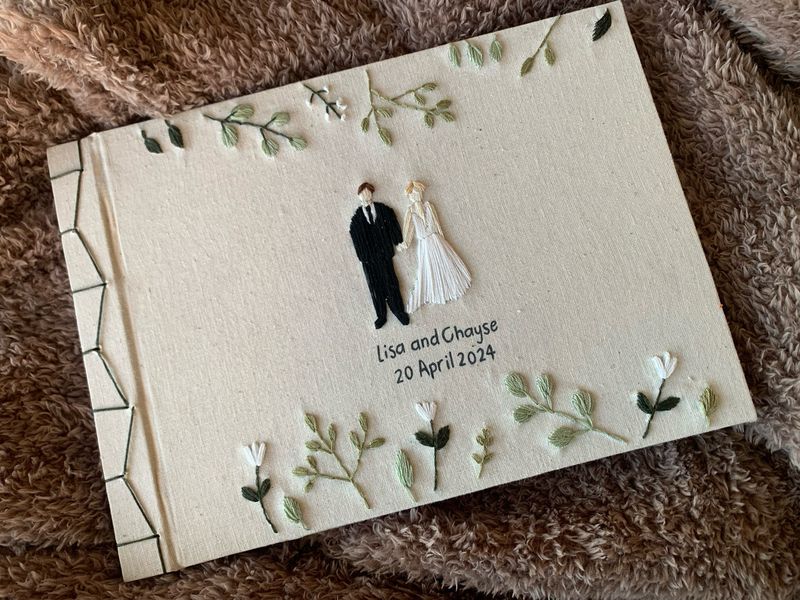 Hand Embroidered Bride And Groom Journal