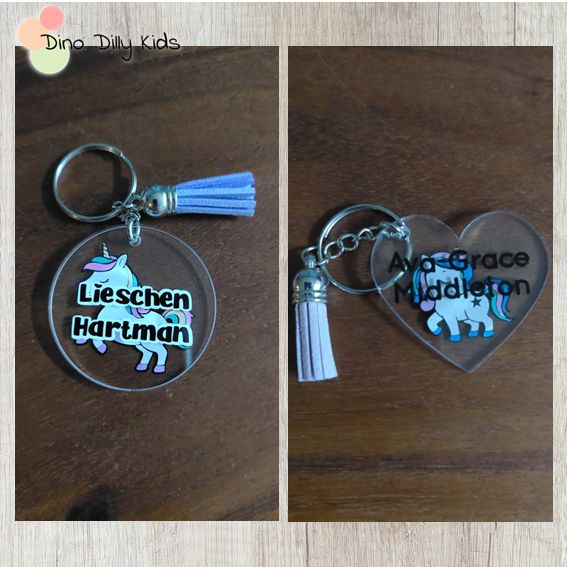 School Bag Tags/Keychains - Unicorn Themes