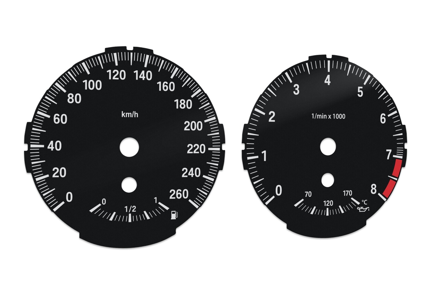BMW 1 series E81, E82, E87, E88 - From MPH to km/h conversion dials
