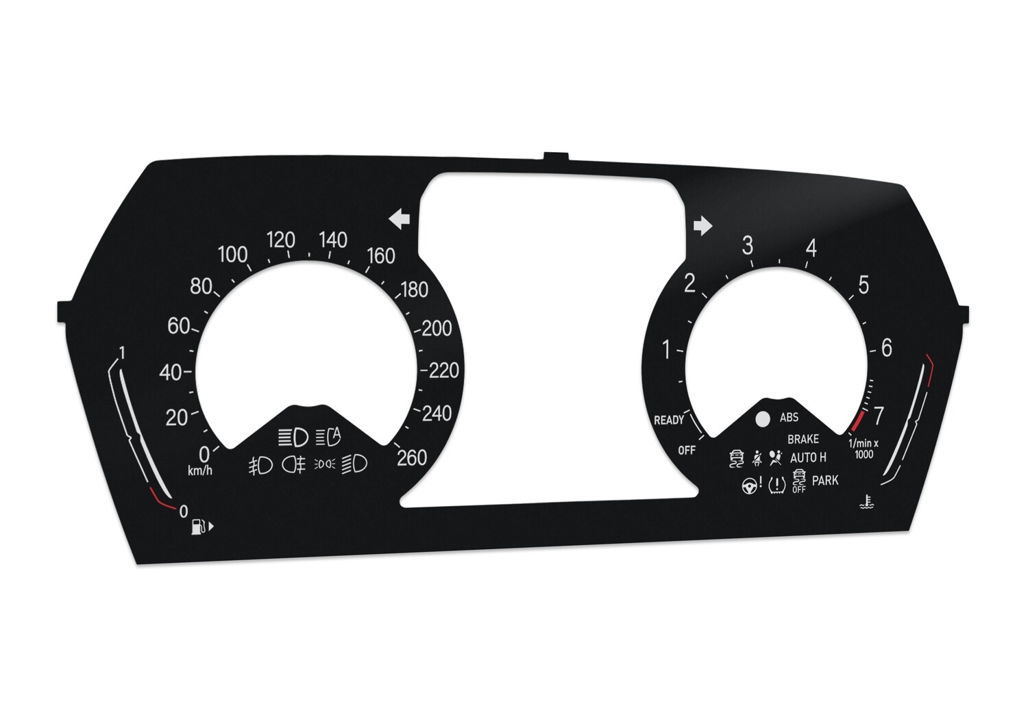BMW 1,2 series F40, F44 - From MPH to km/h conversion dials