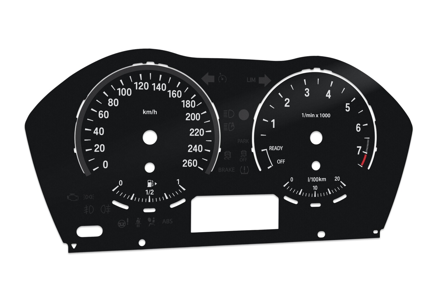 BMW 1,2, X1 series, F20, F22, F23, F48 - From MPH to km/h conversion dials