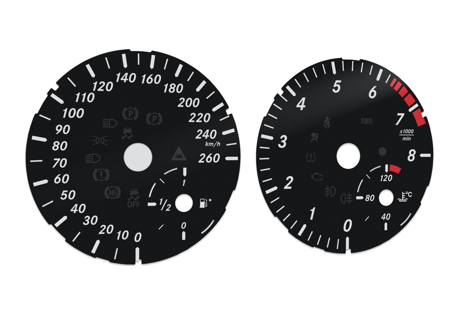 Mercedes-Benz ML, GL - From MPH to km/h conversion dials