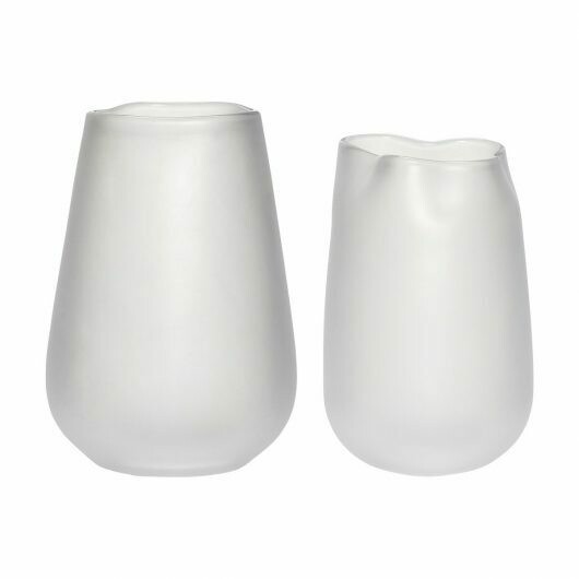VASE GLASS WHITE S/2