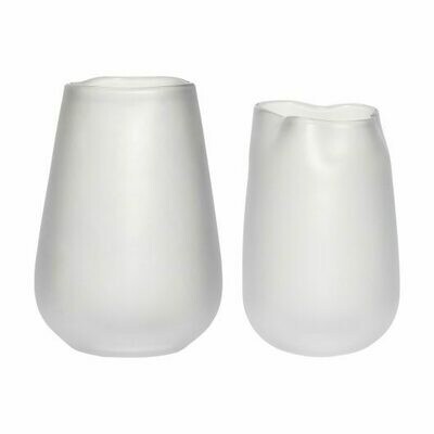 VASE GLASS WHITE S/2