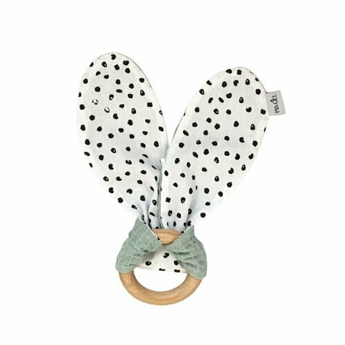Bijtring | Monochrome stipjes & wit