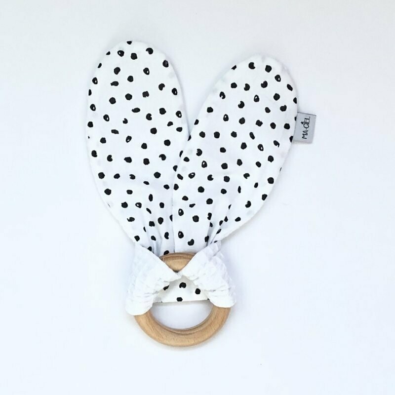 Bijtring | Monochrome stipjes & wit