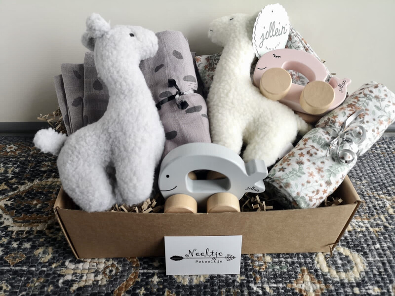 Cadeau-doosje Large Tweeling Grey/Bloom