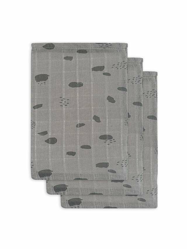 Hydrofiele washandjes Spot Storm Grey Jollein ( 3 stuks)