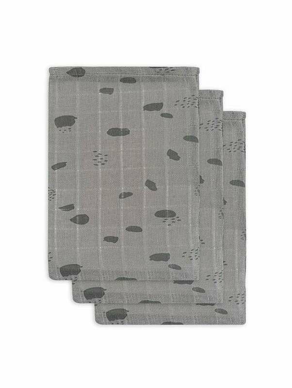 Hydrofiele washandjes Spot Storm Grey Jollein ( 3 stuks)