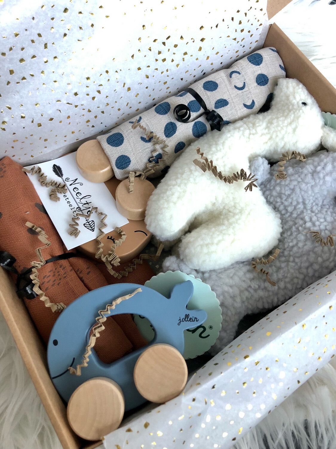 Cadeau-doosje Tweeling Jongen/jongen Spot/denim Blue