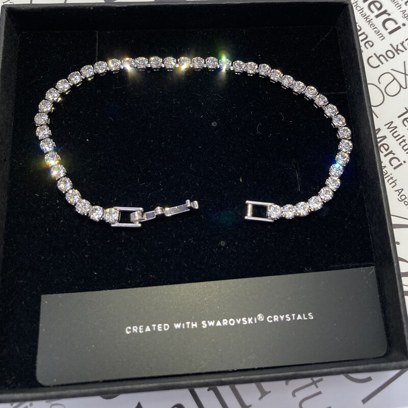 LeverBack Silver Tennis Bracelet 17.7cm Unisex