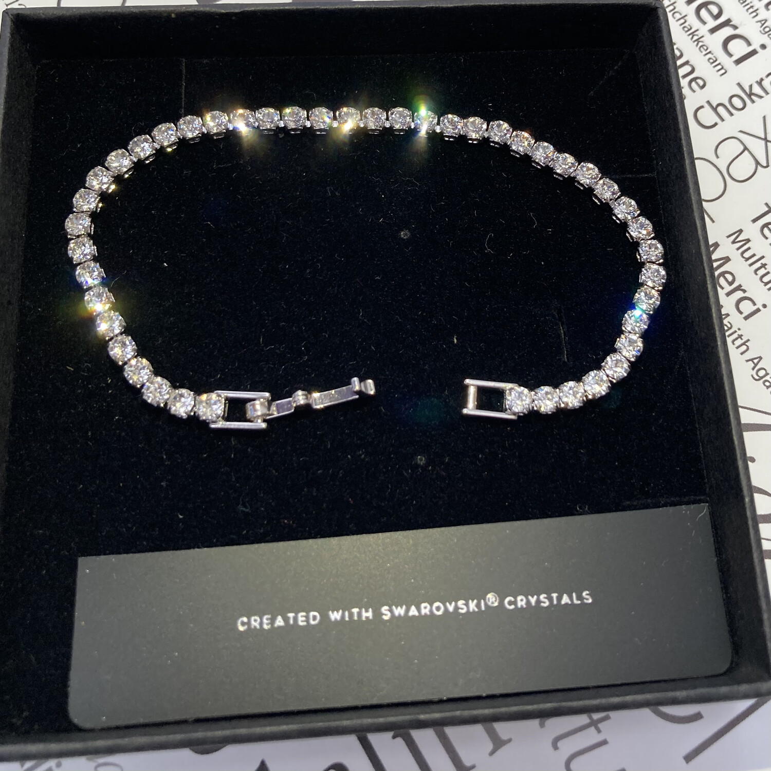 LeverBack Silver Tennis Bracelet 17.7cm Unisex
