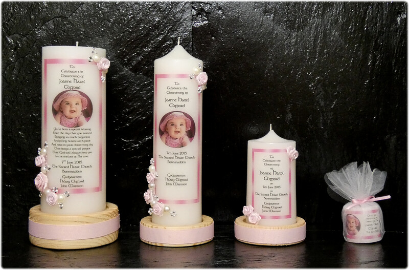 Floral Border Christening Candles