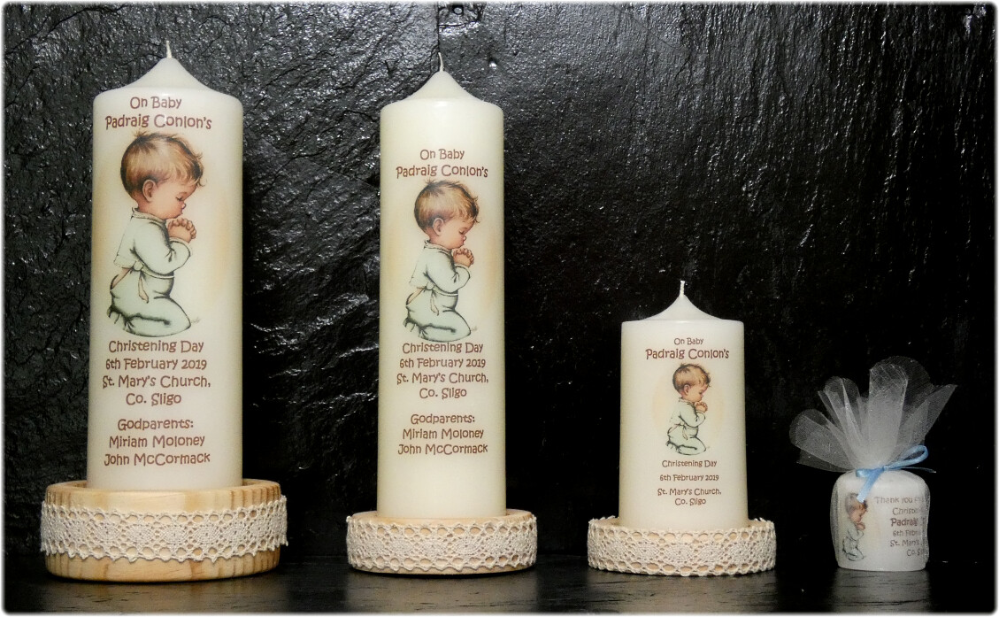 SPECIAL OFFER PRAYING BOY CANDLE LARGE + 5 FAVORS