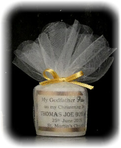 SPECIAL OFFER GOLD/SILVER BAND WITH FLOWER CHRISTENING CANDLE LARGE + 5 FAVORS